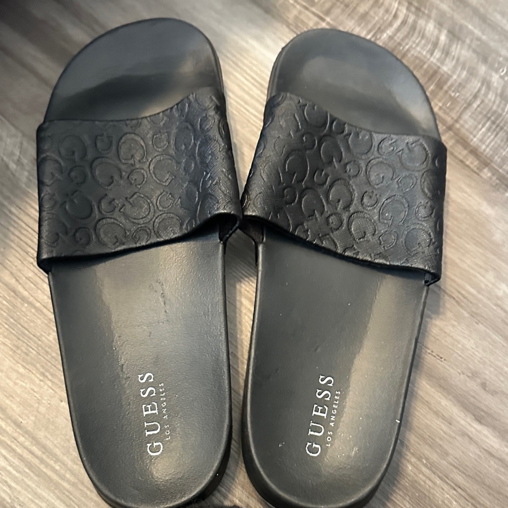 Guess Embossed Black Slides